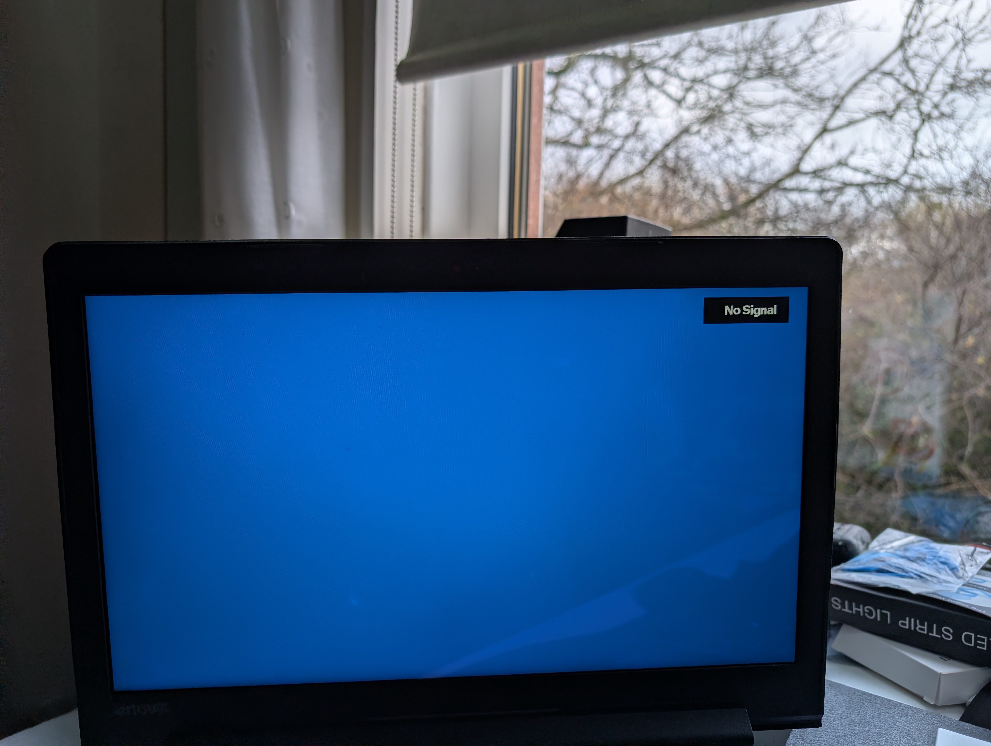 the sky was the color of a television tuned to a dead
channel The Monitor